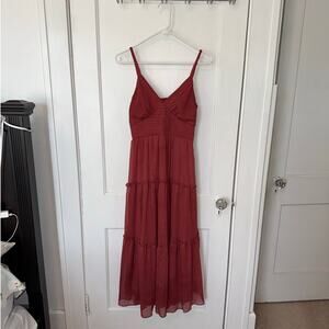 White House Black Market Tiered Shine Dress Women's Red size 2